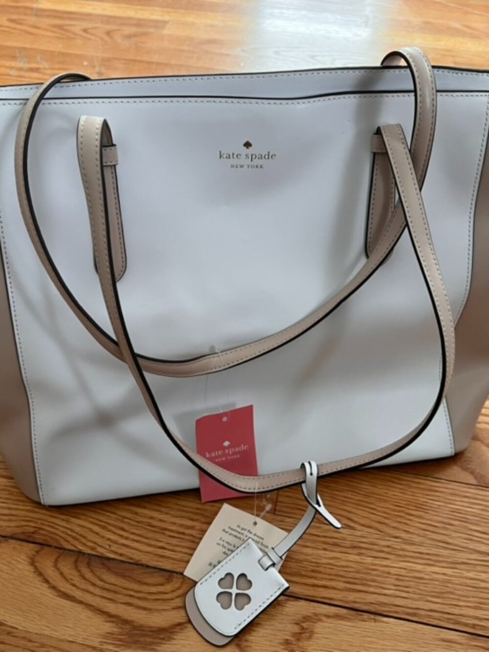 Kate Spade New York Large Colorblock Tote NWT Cream Taupe Blush Shoulder Purse